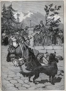 弗里堡的菩提树：1476年6月22日，赫尔维蒂联盟的一名士兵来到弗里堡，带着战场上的菩提树枝，宣布瑞士在莫拉特战役中对查理的胜利。这名士兵死于 作者 未知艺术家