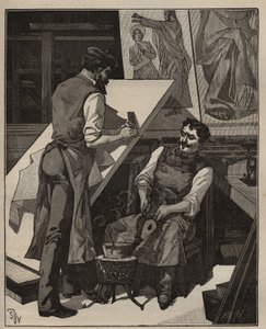 马赛克：马赛克工作室。1885年阿道夫-比塔尔（Adolphe BITARD）在 "艺术与计量图解 "中的版画。 作者 未知艺术家