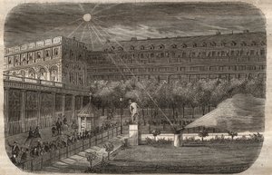 巴黎皇家宫殿（Palais-Royal）的正午炮（太阳炮）。1857年在 "Le Musee Des Sciences "中的雕版画 作者 未知艺术家