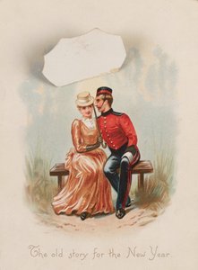 新年的旧故事，新年贺卡，约1885年 作者 不明