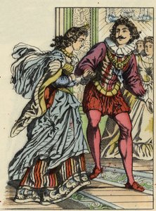 王子邀请灰姑娘跳舞。查尔斯-佩罗的故事 "灰姑娘或La petite slipper de verre "的插图。 作者 未知艺术家