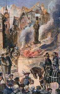 米歇尔-塞尔维特在日内瓦的酷刑(Michael Servetus) (Michel de Villeneuve) 西班牙医生和神学家(1511-1553) - Le torice de Michel Servet (Miguel Serveto) (1511-1553) 日内瓦，西班牙医生和神学家 雕刻版画 作者 未知艺术家