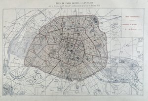 第二帝国时期巴黎的变迁，奥斯曼巴黎。 根据 1859 年 6 月 16 日的法律，巴黎被吞并后的规划分为 20 个区 - 在“Atlas administratifs des arrondissments de la Ville de la Ville de Paris” 作者 未知艺术家