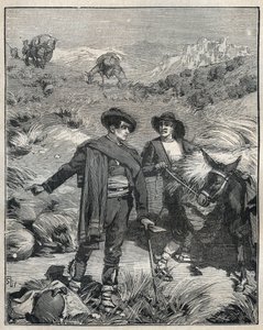 1838年，来自西班牙阿尔马格拉山脉的两名农民发现了Jaroso银矿。1885年阿道夫-比塔尔的 "艺术与测量图解 "中的版画。 作者 未知艺术家