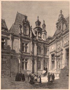 查看从酒店Escoville的庭院的内部在卡昂在1860年，法国 作者 不明