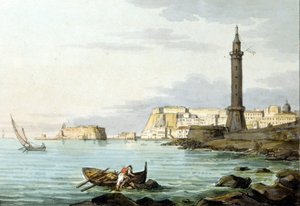 从港口看那不勒斯。 左边是Castel dell