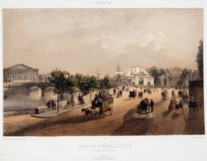 1855 年法国巴黎万国博览会的景色 - 平版印刷 作者 未知艺术家