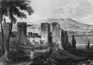 19世纪阿尔及利亚Tlemsen（或Tilimsen）的围墙景观，载于Leon Galibert的 "Algerie ancienne et moderne "中 作者 未知艺术家