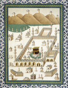 墙壁彩陶：代表古堡（casbah）及其周边地区（麦加）的面板 - 在“7 世纪至 18 世纪开罗纪念碑之后的阿拉伯艺术”中，Prisse d