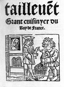 Taillevent 的“Le Viandier”的卷首画。 Guillaume Tirel, dit Taillevent 或 Taillevant 法国厨师（1310 年至 1395 年）。 1 作者 未知艺术家