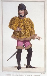 皮埃尔·德·贾克 (Pierre de Giac) 的肖像，查理七世的最爱，大臣兼财政部长。 1830 年的雕刻 作者 未知艺术家