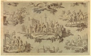 素描，棉布印花漫画：贝利萨尔的生活[La Vie de Bélisaire]，约 1820 年 作者 未知艺术家
