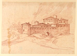 素描，山中城堡，1810-1830 年 作者 未知艺术家