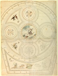素描，天花板装饰，瓦莱剧院，罗马，1821 年 作者 未知艺术家