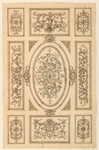 绘图，天花板设计，约 1750 年 作者 未知艺术家
