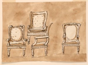 绘画，椅子，1780-90 年 作者 未知艺术家