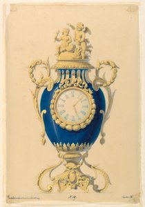绘画，瓷器中的时钟，约 1855 年 作者 未知艺术家