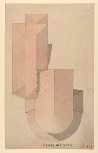 图纸，威尼斯芬尼斯歌剧院竞赛设计：屋顶平面图，1788 年 作者 未知艺术家