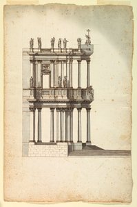图纸，1763 年范维特利为拉特拉诺圣乔瓦尼教堂正面设计的竞赛副本，根据 1732 年的图纸绘制 作者 未知艺术家