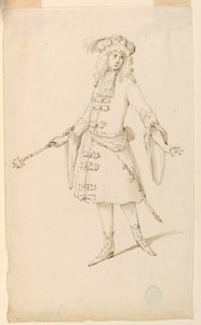 素描，服装设计：芭蕾舞剧中的贵族、国王或王子，约 1720 年