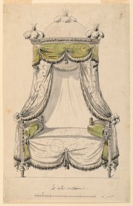 绘图，罗马风格床的设计，1780 年 作者 未知艺术家