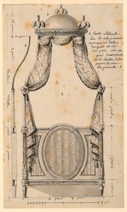 绘图，波兰风格的床设计，1780 年