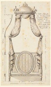 绘图，波兰风格的床设计，1780 年 作者 未知艺术家