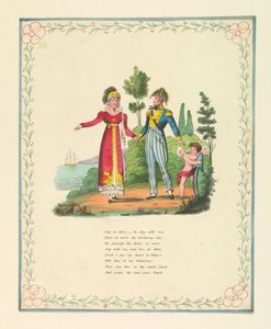 贺卡，"留在岸上，哦，留在我身边......"，约 1821 年 作者 未知艺术家