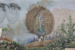 孔雀，3743687 的细节（壁画） 作者 未知艺术家