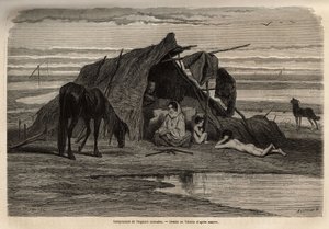 A camp of nomadic gypsies in the plains of northern Bosnia. Engraving to illustrate the memories of travel among the southern Slavs, by Georges Perrot, in 1868, published in “” Le tour du monde”” 1870-1871, edited by Edouard Charton, edition Hachette, Pari 作者 未知艺术家