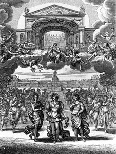 让·巴蒂斯特·卢利 (Giovanni Battista Lulli) (1632-1687) 的阿尔塞斯特 (Alceste) 的场景。 作者 未知艺术家