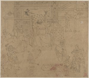 道教和佛教主题专辑：地狱之王第 34 片叶子 作者 未知艺术家