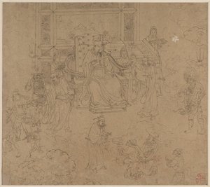 道教和佛教主题专辑：地狱之王第 36 片叶子 作者 未知艺术家