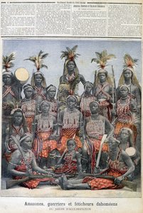亚马逊人、战士和达荷马恋物癖者（来自今贝宁），来自适应环境的花园 - 1891 年 2 月 28 日的“小杂志” 作者 未知艺术家