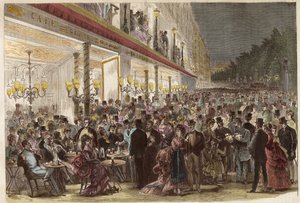 1869年夏日夜晚的大路边咖啡馆 - 巴黎 - 1869年夏日夜晚的大路边咖啡馆 作者 未知艺术家