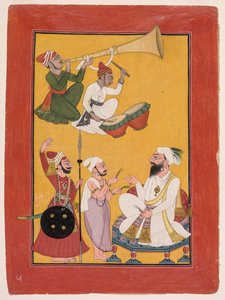 克里希纳诞辰庆祝活动，摘自《薄伽梵歌》（Bhagavata Purana 作者 未知艺术家