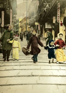 1890年，香港砵甸乍街的儿童。中国 作者 未知艺术家