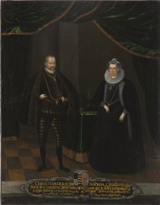 Christian I de Saxe et Sophie de Brandebourg - 克里斯蒂安一世 (1568-1622)、萨克森选帝侯和勃兰登堡的索菲 (1568-1622)、萨克森选帝侯、匿名的肖像。 布面油画。 尺寸：102,5x79 厘米。 斯德哥尔摩国家博物馆 作者 未知艺术家