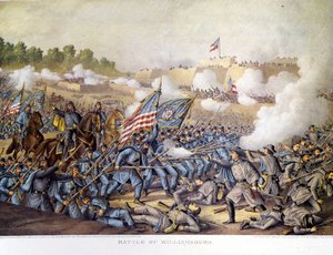 内战（1861 - 1865），美国内战：05/05/1862。 威廉斯堡战役。 雕刻。 作者 未知艺术家