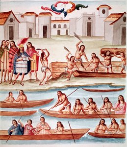 独木舟的建造（水彩画，c.1770-1780） 作者 未知艺术家