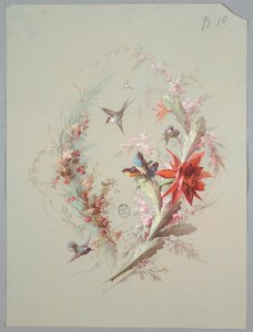 壁纸和纺织品设计：花与鸟 作者 未知艺术家