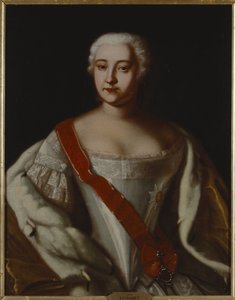 Elisabeth I, imperatrice de russie - 俄罗斯伊丽莎白女皇 (1709-1762) 的肖像，匿名。 布面油画。 尺寸：87x68 厘米。 斯德哥尔摩国家博物馆 作者 未知艺术家