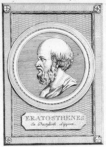 Eratosthenes (275 BC - 195 BC) 数学家、天文学家、地理学家和诗人。 之后的肖像：“古希腊罗马人的画廊”，卷。 二、 波斯基亚沃 1784。 作者 未知艺术家