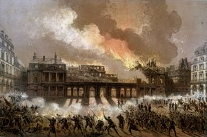 1871年5月24日皇宫大火 - 石版画，19世纪末 作者 未知艺术家