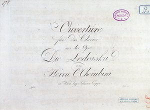 Luigi Cherubini的““ Lodoiska””歌剧中用于钢琴演奏的钢琴乐谱的第一页 作者 未知艺术家