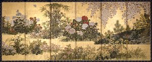 花与蝴蝶（纸本水墨设色金箔） 作者 未知艺术家