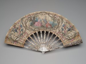 带求婚场景和音乐奖杯的折扇，约1770-80年代 作者 未知艺术家
