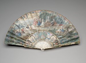 带田园风光的折扇，约1740年代至50年代 作者 未知艺术家