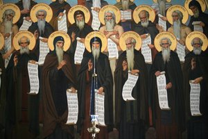 希腊阿托斯山 Koutloumousiou 修道院教堂壁画，2006 年（照片） 作者 未知艺术家