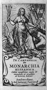 意大利哲学家托马索-坎帕内拉（1568-1639）的《De monarchia hispanica》（西班牙的君主制）的封面。1683 作者 未知艺术家